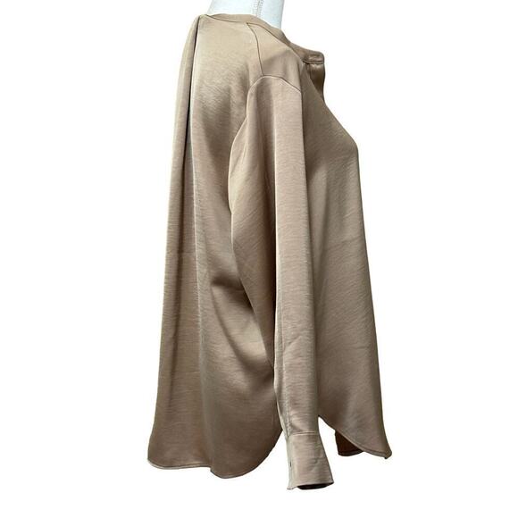 Banana Republic satiny taupe tunic, large petite, shiny, sophisticated, elegant - Picture 2 of 6